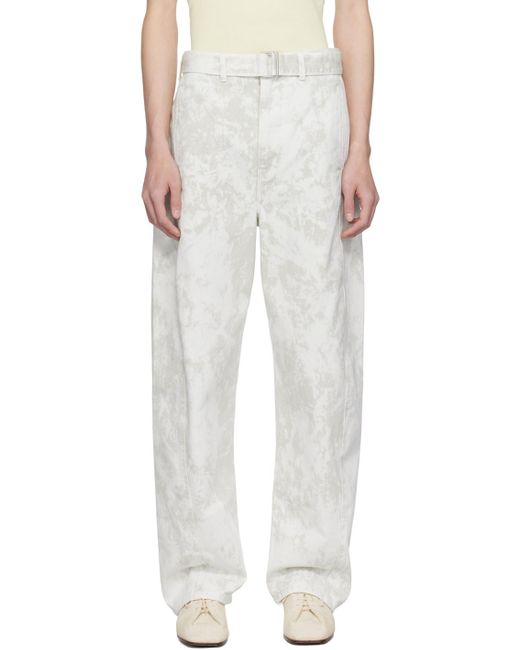 Lemaire White Off- Twisted Belted Jeans for men