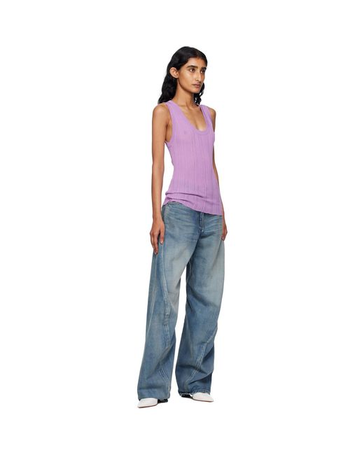 Versace Purple Ribbed Knit Tank Top