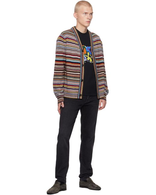 Paul Smith Black Signature Stripe Button Thru Cardigan for men