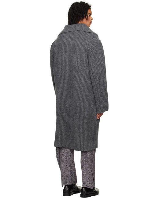 Bottega Veneta Black Gray Felted Coat for men