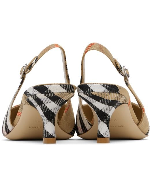 Burberry Black Check Birdie Slingback Pump Heels