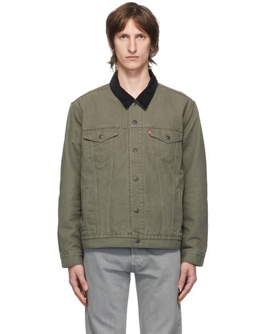 Levi's Green Canvas Lined Trucker Jacket for Men | Lyst Canada