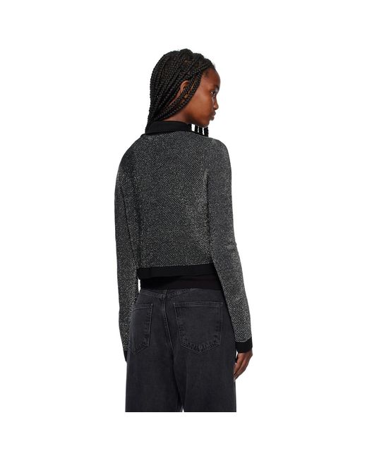 Re/done Black Lurex Polo Cardigan