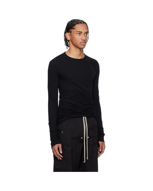 Rick Owens Black Temple Double Ls T-Shirt for men