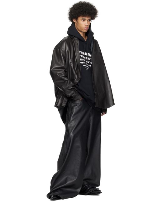 Vetements Black baggy Leather Pants for men
