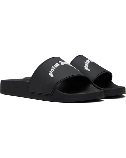 Palm Angels Black Curved Logo Slides