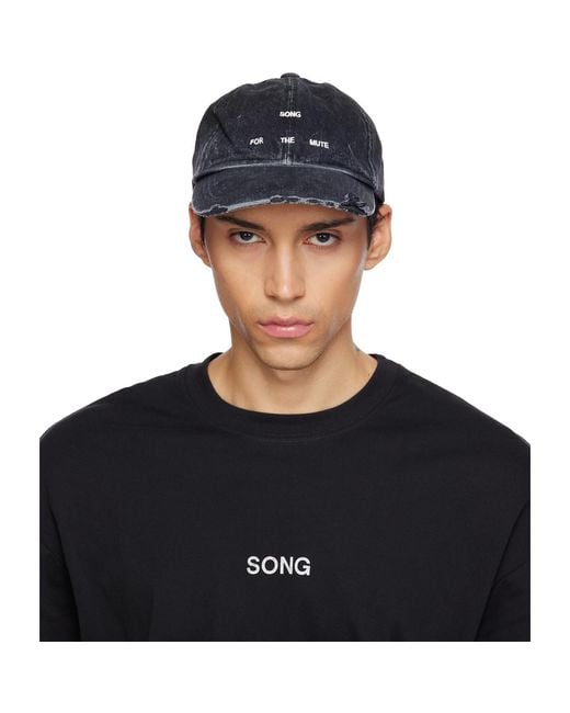 Song For The Mute Black Overdyed Denim Cap for men