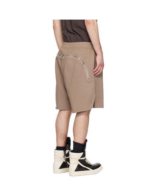 Rick Owens Natural Taupe Temple Heavy Sweatshirt Long Shorts for men