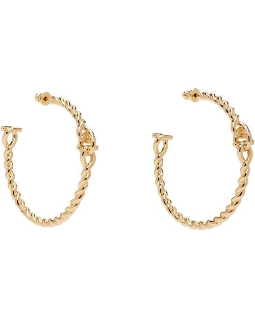 Ferragamo Metallic Twisted Chain Gancini Hoop Earrings