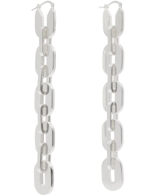 Jil Sander White Silver Chain Earrings
