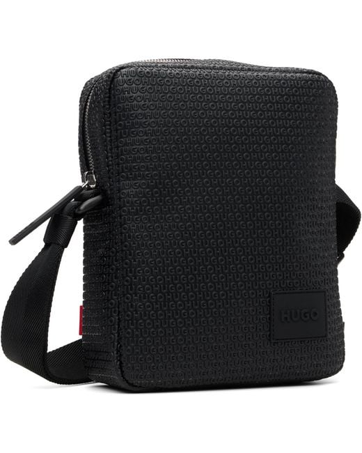 HUGO Black Embossed-Logo Bag for men