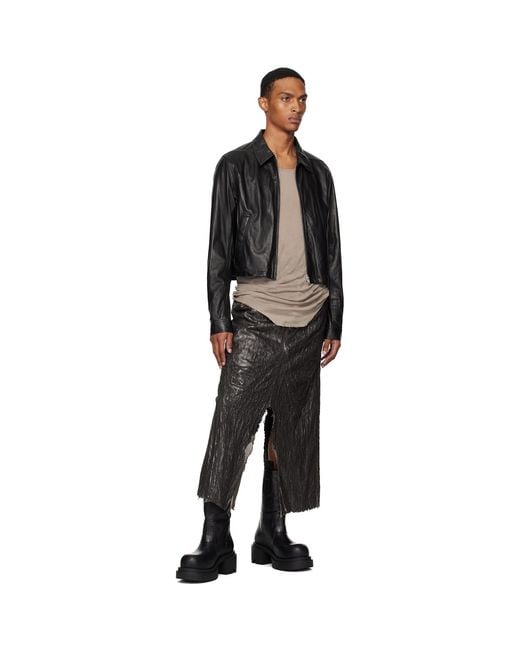 Rick Owens Black Bronze Concordians Long Slivered Denim Skirt for men