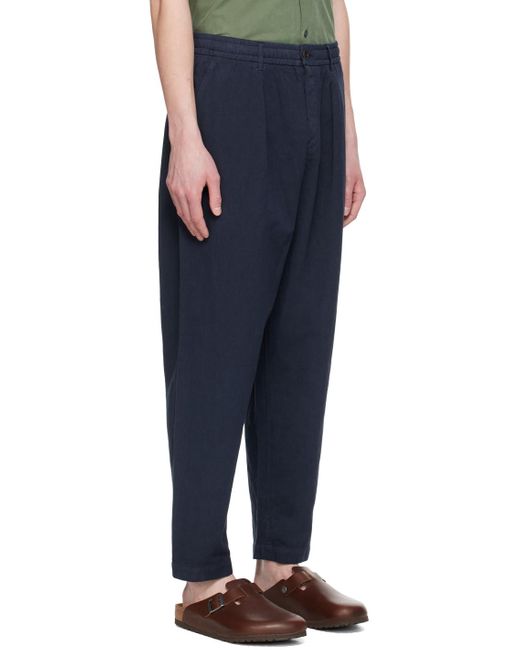 Universal Works Blue Pleated Trousers for men