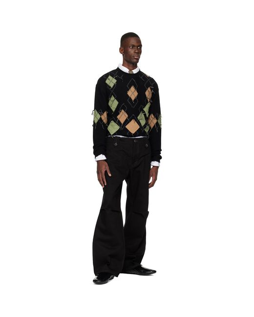 ANDERSSON BELL Black Double Waistband Wide-Leg Trousers for men