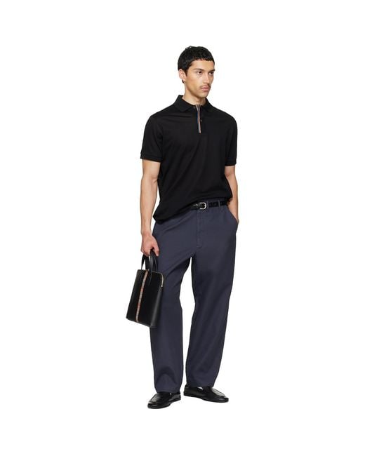 Paul Smith Black 'Signature Stripe' Slim Folio Briefcase for men