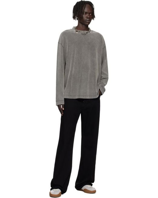 Acne Black Crew Neck Relaxed Fit Sweatshirt for men