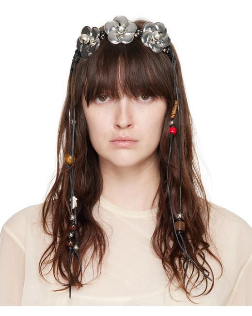Chopova Lowena Brown Flower Headband