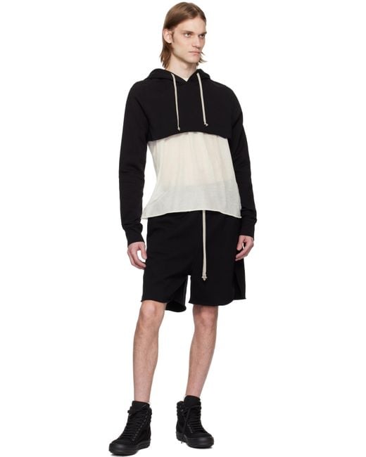 Rick Owens Black Hollywood Cropped Hoodie for men