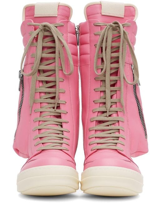 Rick Owens Pink Cargo Basket High Sneakers for Men | Lyst