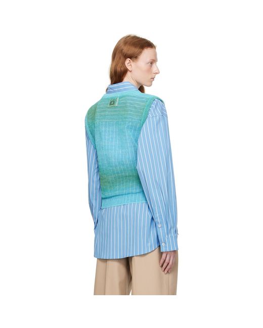 Wooyoungmi Blue Gradient Stripe Vest
