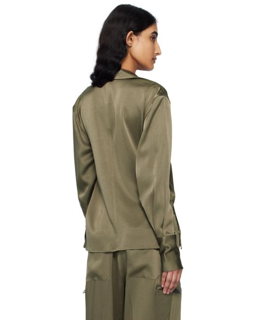 Helmut Lang カーキ リラックスフィット カシュクールシャツ Green