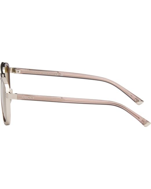 Gucci Brown Navigator Frame Sunglasses for men