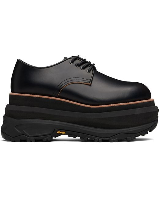Sacai Black Leather Oxfords for men