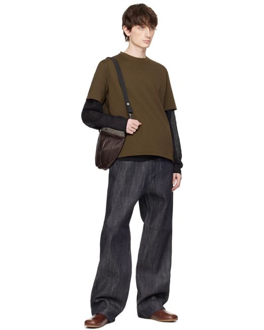 Omar Afridi Black Pochette Leather Bag for men