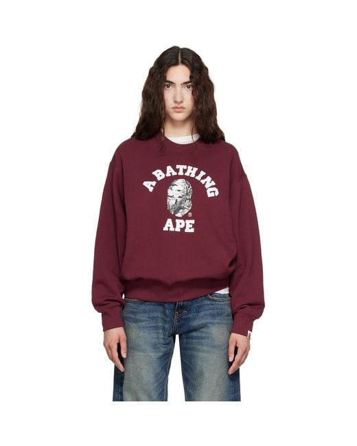 A Bathing Ape Red Tree Edge Camo College Relaxed Fit Crewneck Sweatshirt