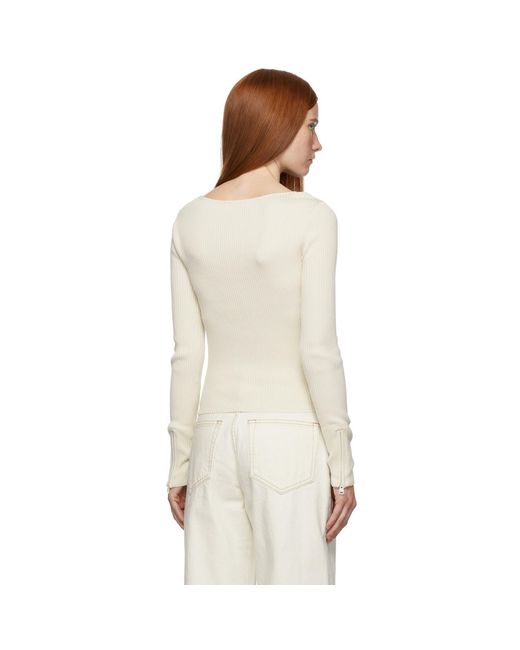 FRAME Natural Off- Ribbed Top