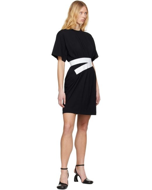 Robe Midi Noire En Jersey À Garniture De Style Ceinture MM6 by Maison Martin Margiela en coloris Black