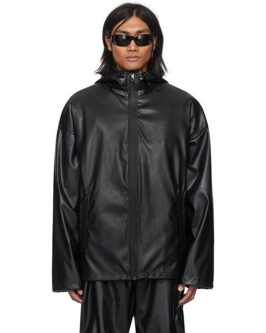 DIESEL Black J-micc Faux-leather Jacket for men