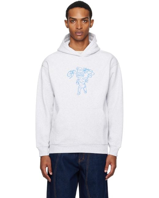 メンズ Dime グレー Embroidered Fighter フーディ White