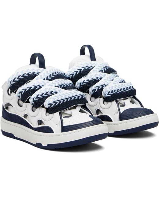 Baskets Curb Blanc Et Bleu Marine En Cuir Lanvin pour homme en coloris Black