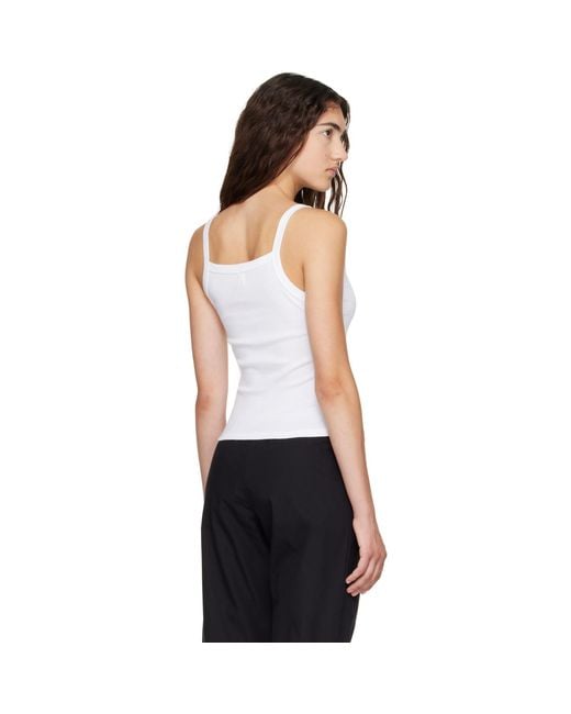 Leset White Nando Square Neck Tank Top