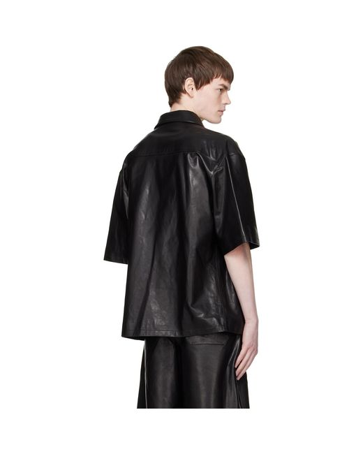 Amiri Black Ma Oversized Leather Shirt for men
