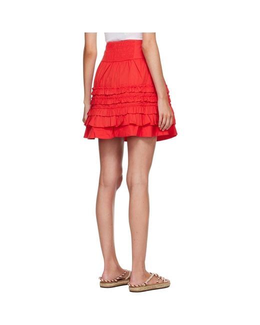 Ganni Red Cotton Miniskirt