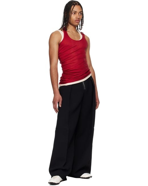 Jean Paul Gaultier Red Off- 'The Draped Double' Tank Top for men