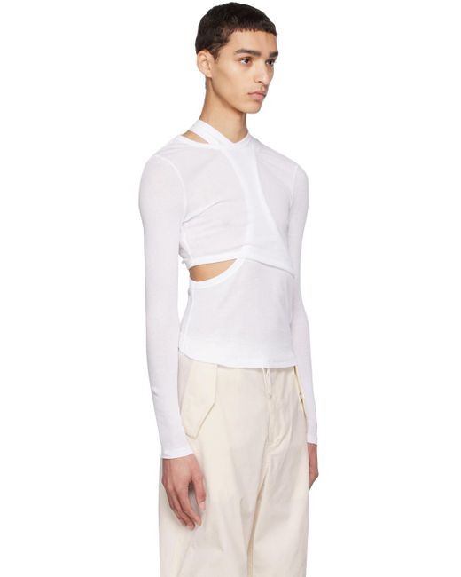 Dion Lee White Modular Long Sleeve T-shirt for men
