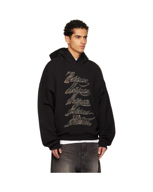 we11done Black Se11Done Multi-Logo Hoodie for men