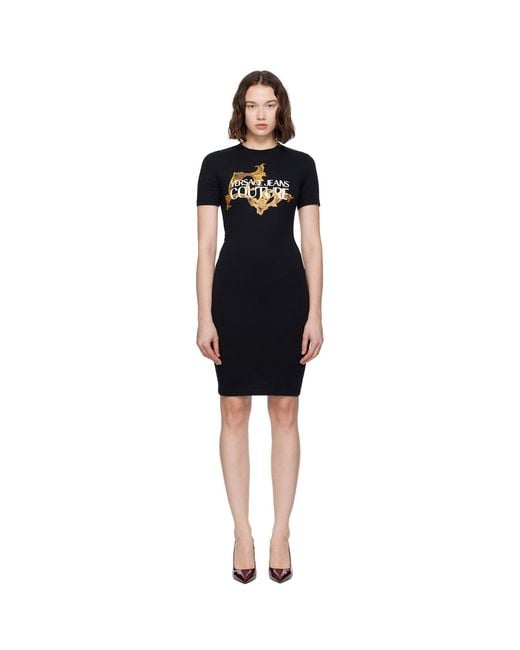 Versace Jeans Couture Black Vestiti Jersey Stretch Minidress