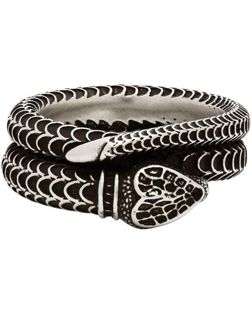 Gucci Silver Garden Snake Ring in Black for Men Lyst