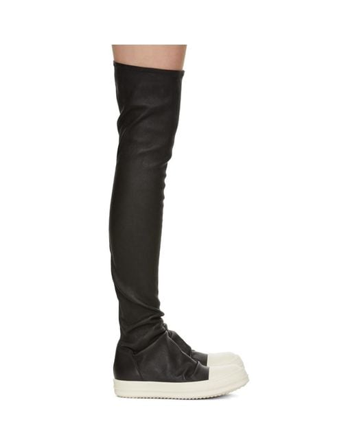 Rick Owens Black And Off-white Stocking Tall Boots