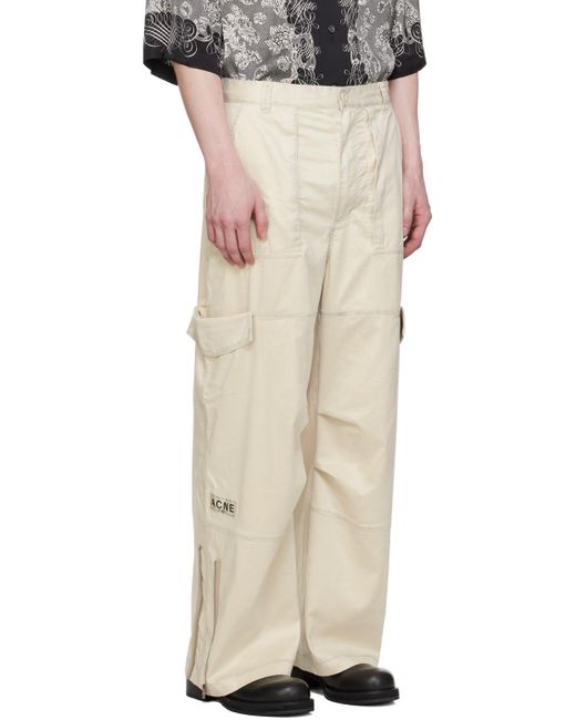 Acne Natural Beige Faded Faux-leather Cargo Pants for men