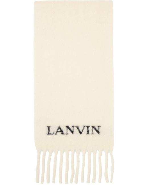 Lanvin Natural White Fringed Scarf