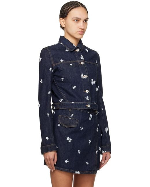 Lanvin Blue Navy Embroidered Denim Jacket
