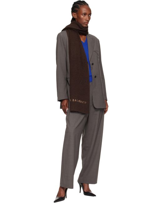 Ruslan Baginskiy Brown Monogram-Embroidered Wool Scarf