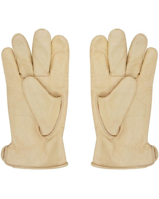 Visvim Natural Beige Leather Gloves for men