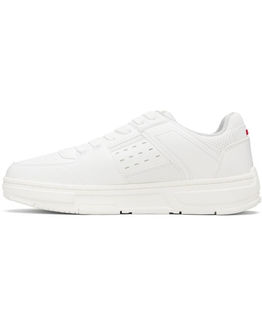 HUGO Black Faux-Leather Mesh Trims Sneakers for men