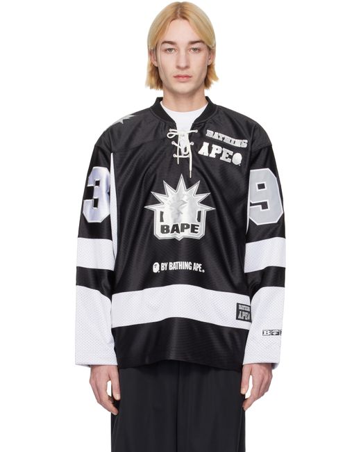 A Bathing Ape Black Multi Logo Ice Hockey Jersey T-Shirt for men